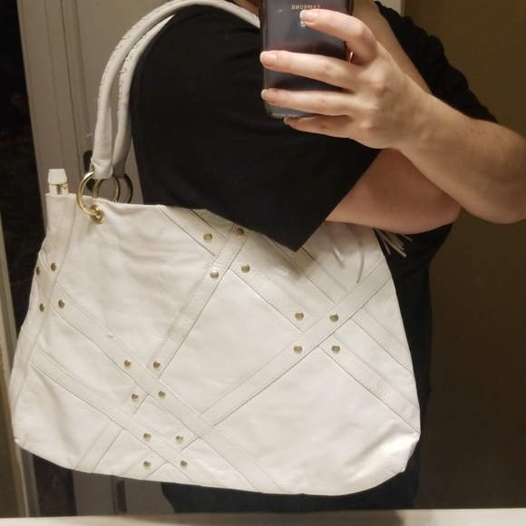 Via Spiga White Leather Bag with Gold Studs - Picture 9 of 9